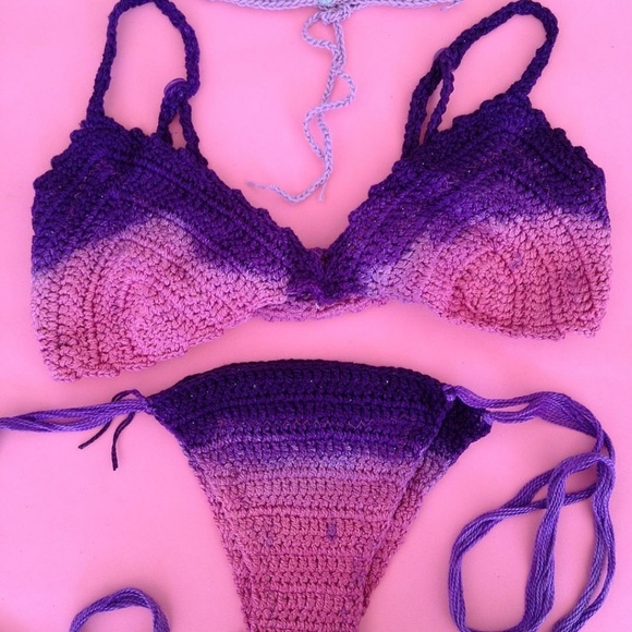 Hand made crochet bikini bra top amethyst dye 👙 - Picture 9 of 9